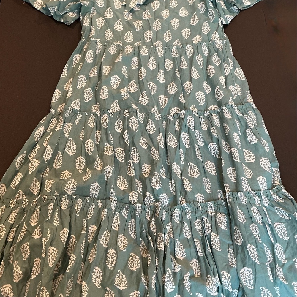 Lucky Brand Green Floral Tiered Maxi Dress Size Large Boho - Picture 3 of 7
